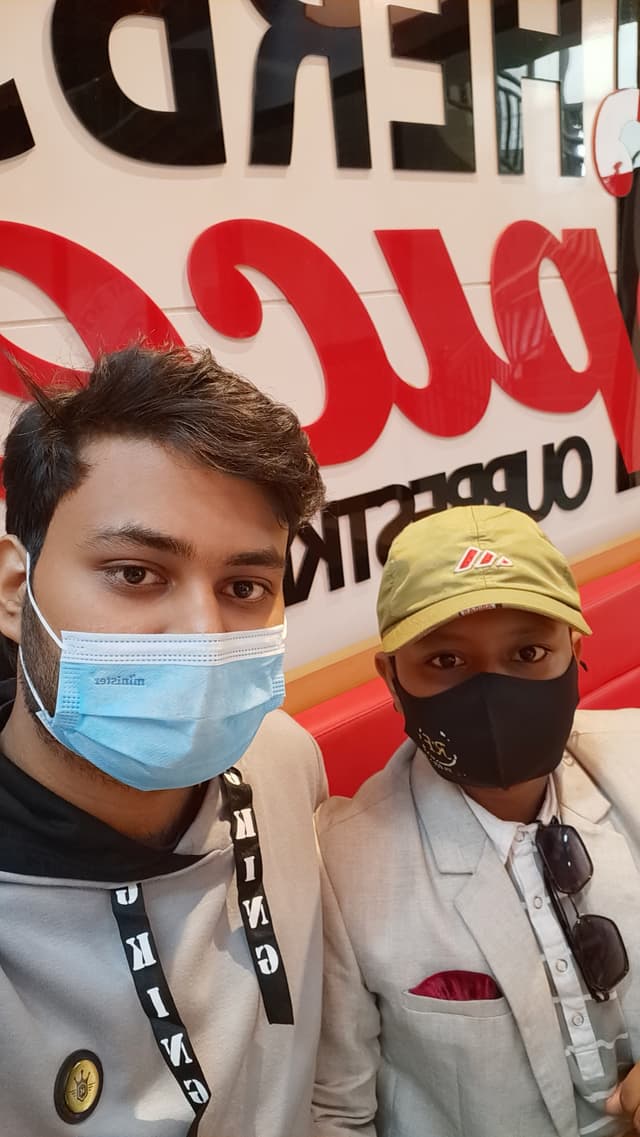 Khalid Umar with a friend in Gazipur